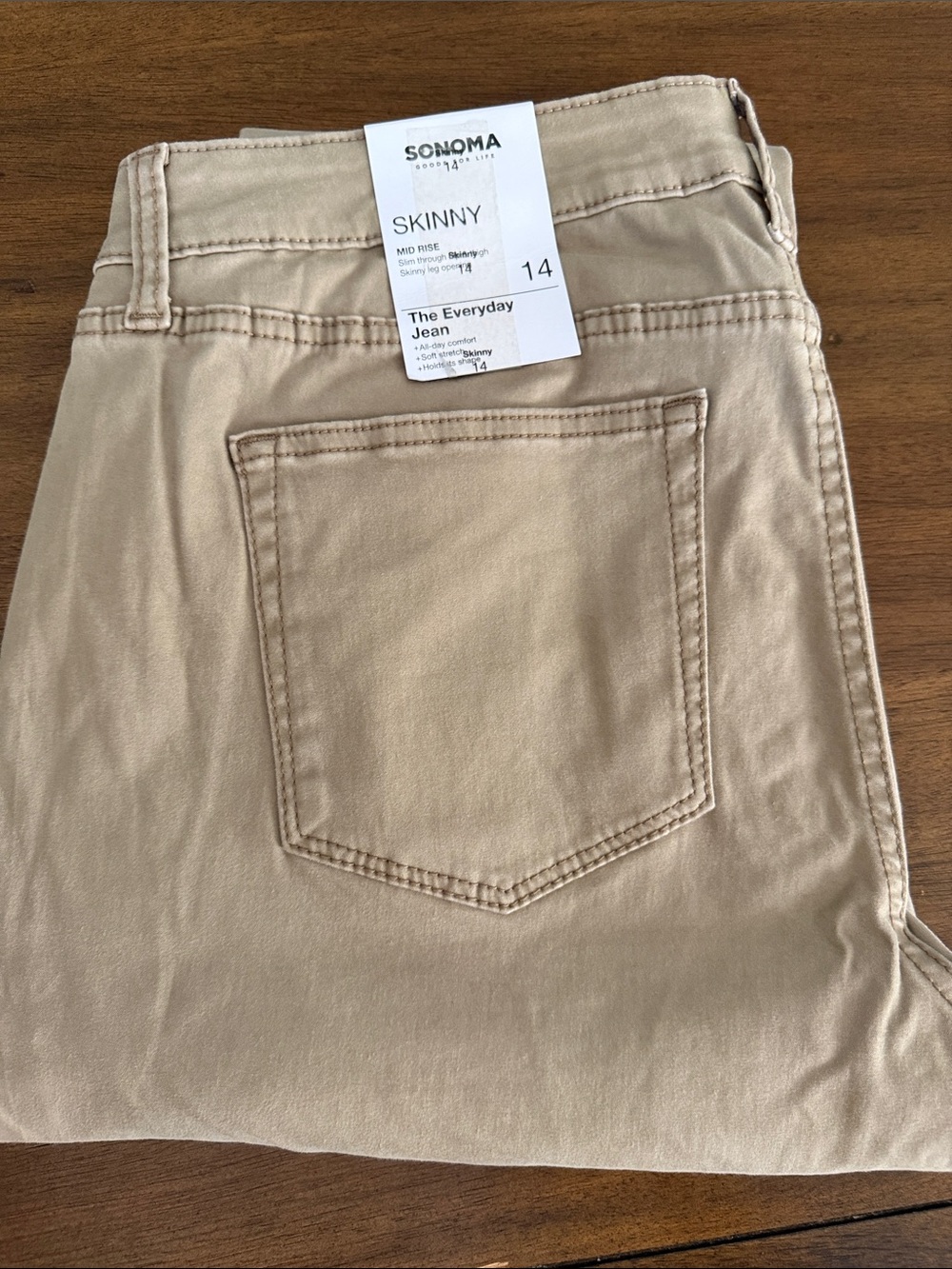 Sonoma Skinny Mid-Rise Pants in Khaki Beige
